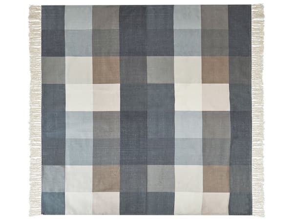 Piknikpledd Grå Polyester 200 x 200 cm Håndvevd Rutete mønster Bærestropp Piknikteppe Tekstiler Utendørs