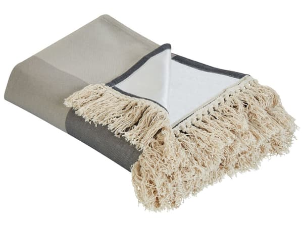 Piknikpledd Grå Polyester 200 x 200 cm Håndvevd Rutete mønster Bærestropp Piknikteppe Tekstiler Utendørs