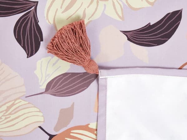 Piknikpledd Lilla Polyester 200 x 200 cm Håndvevd Blomstermønster Bærestropp Piknikteppe Tekstiler Utendørs