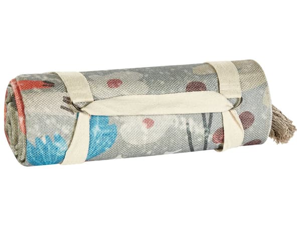 Picknickfilt Flerfärgad Polyester 200 x 200 cm Handvävt Blommönster med Rem Picknickmatta Utomhus