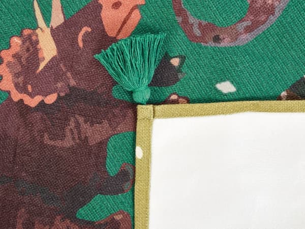 Picknickfilt Grön Polyester 200 x 200 cm Handvävt Djurmönster med Rem Picknickmatta Utomhus