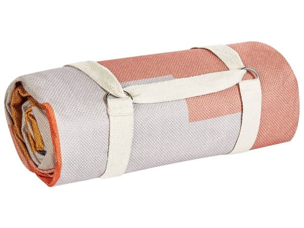 Picknickfilt Mångfärgad Polyester 150 x 200 cm Handvävd Geometriskt Mönster med Rem Picknickmatta