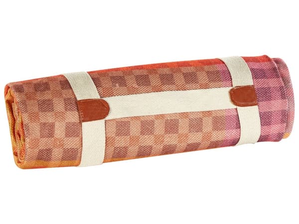 Picknickfilt Flerfärgad bomull 200 x 200 cm Handvävt Rutmönster med Rem Picknickmatta Utomhus