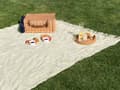 Miniatyrbild 2 av 9: Picknickfilt Beige Bomull 150 x 200 cm Handvävt Boho-mönster med Rem Picknickmatta Utomhus