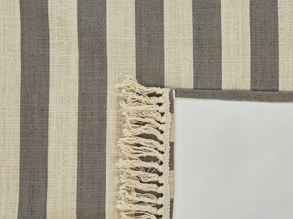 Piknikpledd i Beige og Grå Bomull 150 x 200 cm Håndvevd Stripete Mønster med Stropp Piknikteppe
