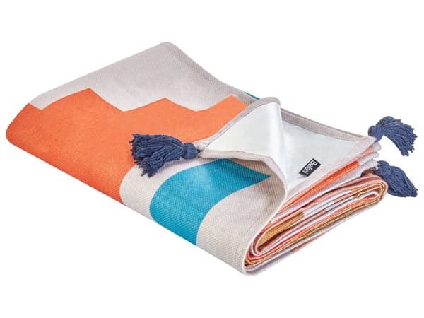 Picnictæppe Flerfarvet Polyester 200 x 200 cm Håndvævet Geometrisk mønster Bærestrop Picnictæppe Tekstiler Udendørs