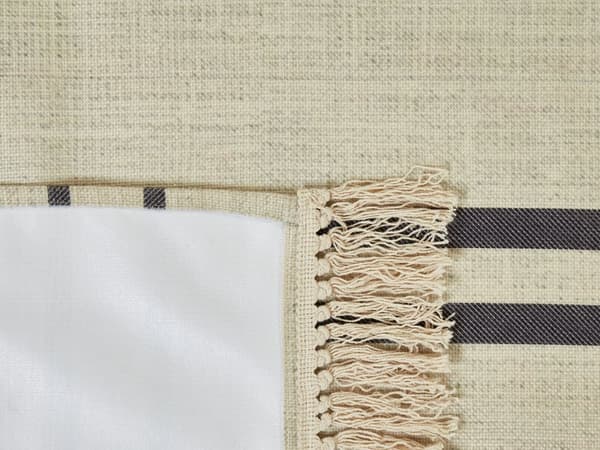 Picnic-tæppe Beige Bomuld 200 x 200 cm Håndvævet Stribet mønster Bærestrop Picnic-tæppe Tekstiler Udendørs