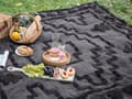 Miniatyrbillede 4 af 9: Picnictæppe Grå Bomuld 150 x 200 cm Håndvævet Boho-mønster med strop Picnictæppe