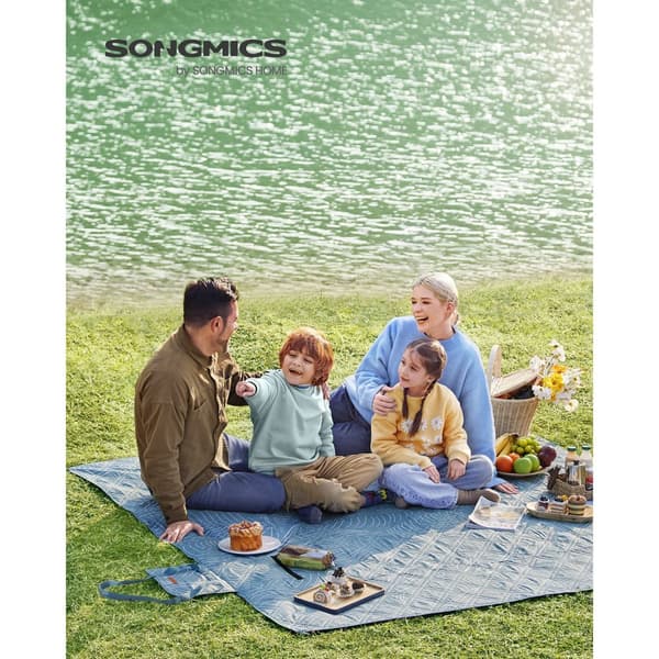 Picnic tæppe, SONGMICS, 200x200 cm, Lyseblå.