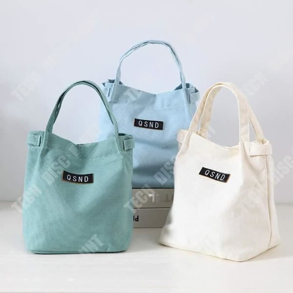 TD® Pure Color Cotton Canvas Picknickväska - Blekrosa - Bärbar isolerad multifunktionsväska - Lunchväska