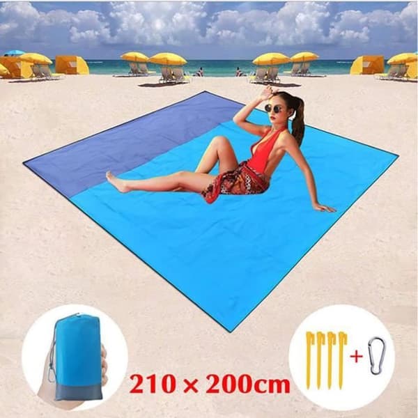 TD® Strandmatta Vattentät Picknickfilt 200 x 210 cm Anti Sand Vikbar Bärbar för Strand, Camping, Picknick,