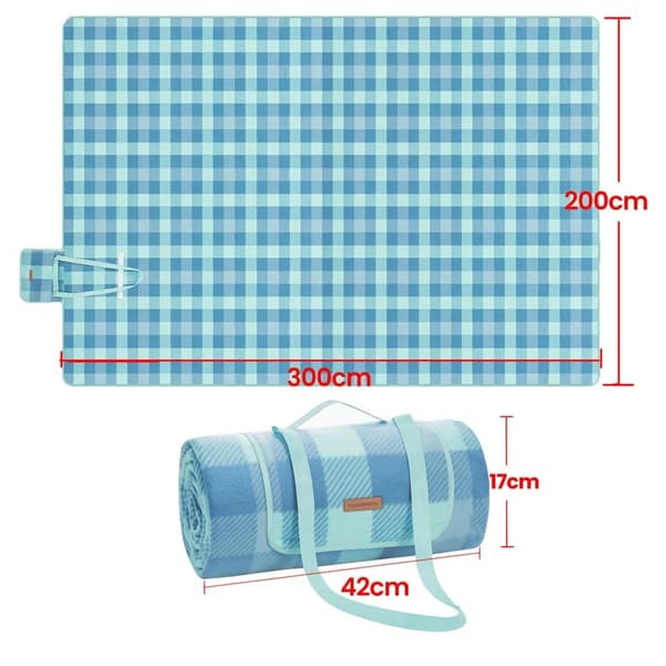 Picnic tæppe, 300x200 cm, Grøn-Blå
