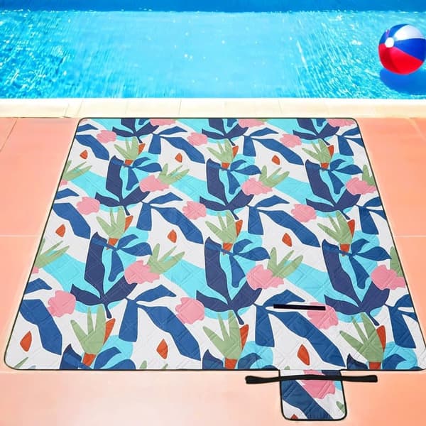 Picknickfilt, 200x200 cm, Färgglad ormbunke