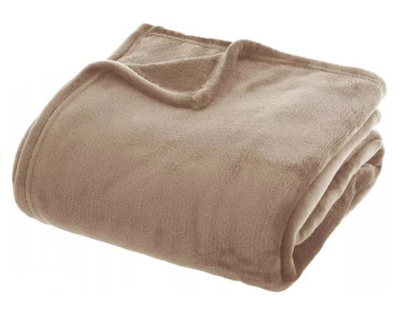 Beige fleece sengetæppe 125x150 cm