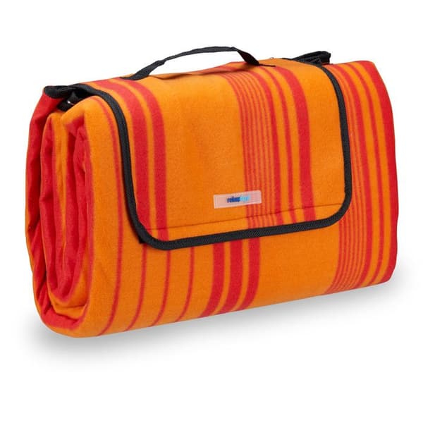 Relaxdays Picknickfilt vattentät 200x200 cm med handtag och isolering, orange-röd
