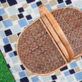 Miniatyrbild 6 av 6: Relaxdays Picknickfilt XXL, 200x200 cm, Isolerad, Vattentät, Strandfilt, Fällbar med Handtag, Blå-Beige