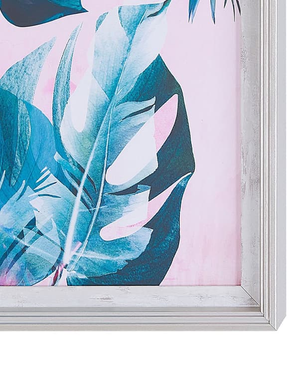 Inramad Väggkonst Blå och Rosa Tryck på Papper 30 x 40 cm Ram Botaniskt Tema