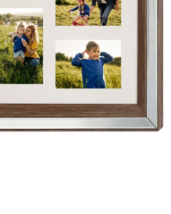 Fotoramme mørkt træ 49 x 44 cm til 5 billeder 10 x 15 cm Collage blænde