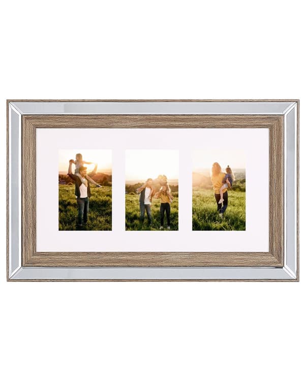 Fotoramme mørkt træ 32 x 50 cm til 3 billeder 10 x 15 cm Collage blænde