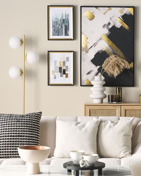 Inramad väggkonst Blå och Grå Tryck Guld och Svart ram 30 x 40 cm Skyskrapor City Passe-Partout Industriell Minimalistisk