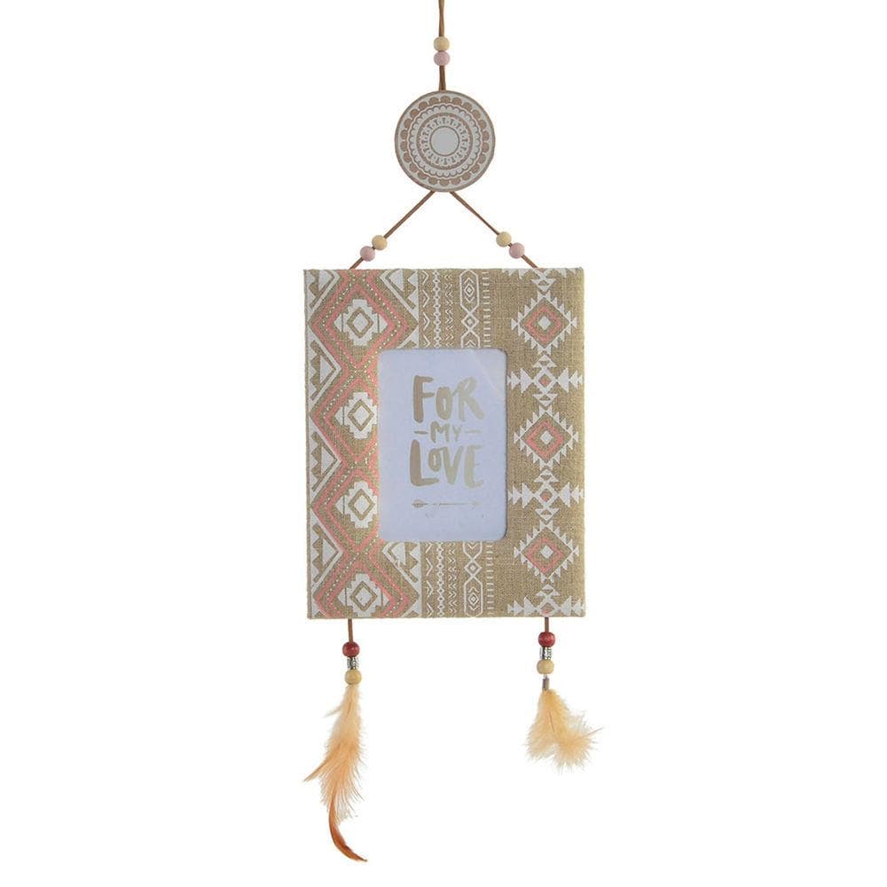 Fotoram DKD Home Decor Trä Tyg Boho (17 x 1.5 x 54 cm)