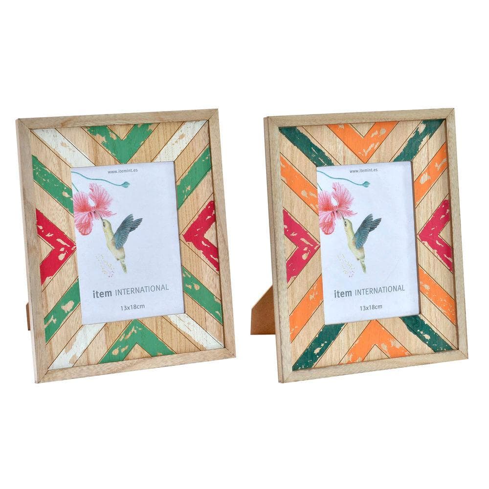 Fotoram DKD Home Decor Trä Boho (2 pcs) (13 x 18 x 18 cm)