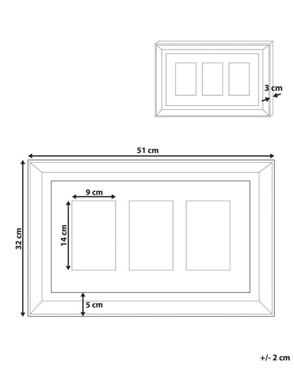 Billedramme Sølv Blank og Glas 69 x 69 cm Rektangulær Fotoramme med Rhinsten til 3 Billeder Collage Stue Soveværelse til Vægpynt Tilbehør