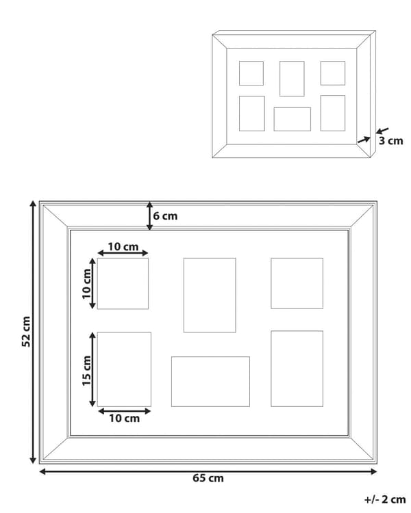 Billedramme Kobber og Glas 65 x 52 cm Rektangulært Fotoramme til Flere Billeder 6 til Væg Ophæng Stue Soveværelse Bolig Indretning Tilbehør