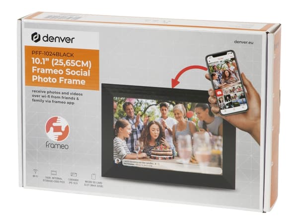 DENVER FRAMEO PFF-1024BLACK - Digital fotoram - 16 GB - 10.1" - 1280 x 800 - svart