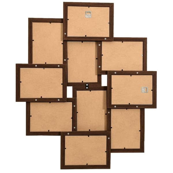 vidaXL Fotorammekollasj for10x(10x15 cm) bilde mørkebrun MDF