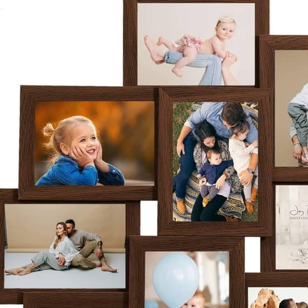 vidaXL Fotorammekollasj for10x(10x15 cm) bilde mørkebrun MDF