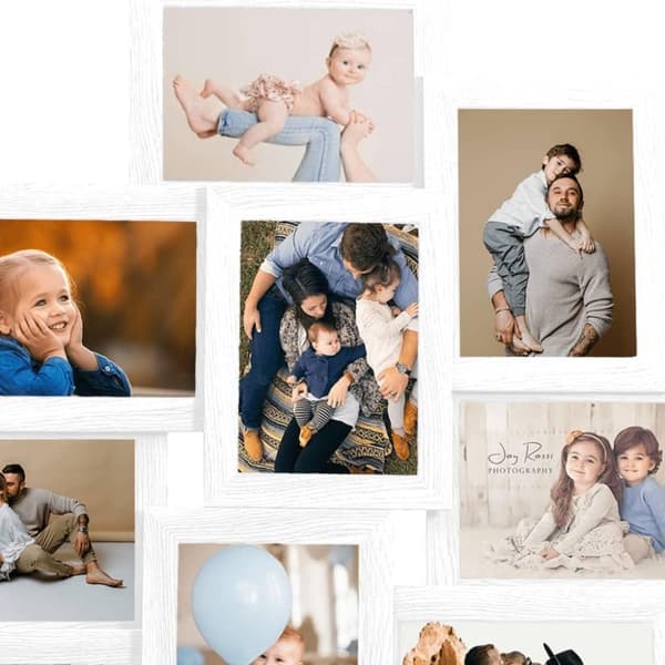 vidaXL Fotoram för 10x(13x18 cm) bilder vit MDF