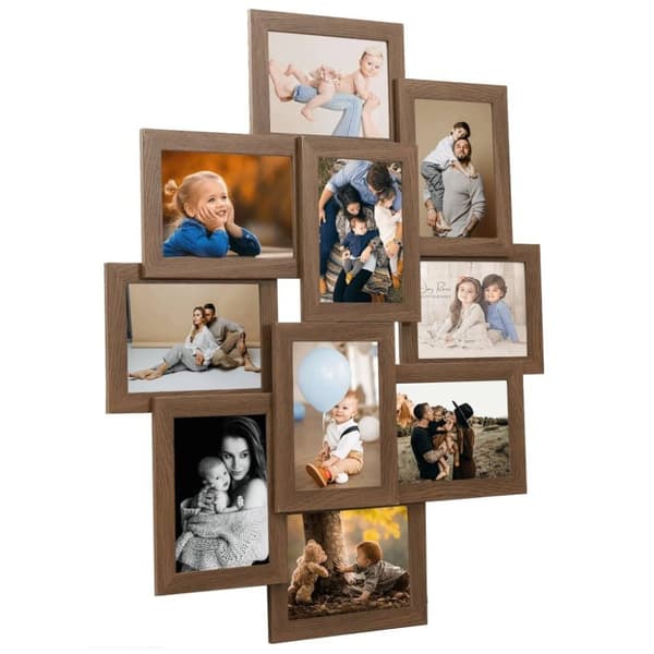 vidaXL Fotoram för 10x(13x18 cm) bilder ljusbrun MDF