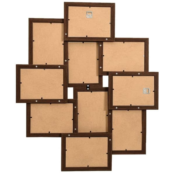 vidaXL Fotorammekollasj for 10x(13x18 cm) bilde mørkebrun MDF