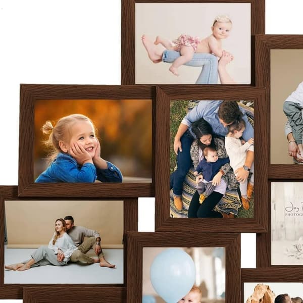 vidaXL Fotorammekollasj for 10x(13x18 cm) bilde mørkebrun MDF