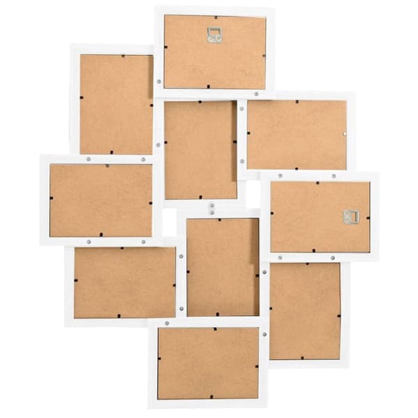 vidaXL Kollaasi valokuvakehys 10x(10x15 cm) kuville valkoinen MDF