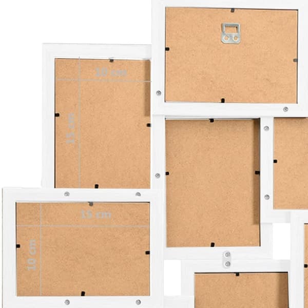 vidaXL Kollaasi valokuvakehys 10x(10x15 cm) kuville valkoinen MDF