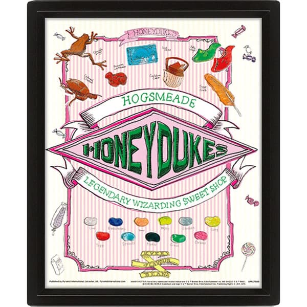 Harry Potter Indrammet 3D-plakat med Honeydukes-ramme Pink/Green/White One Size