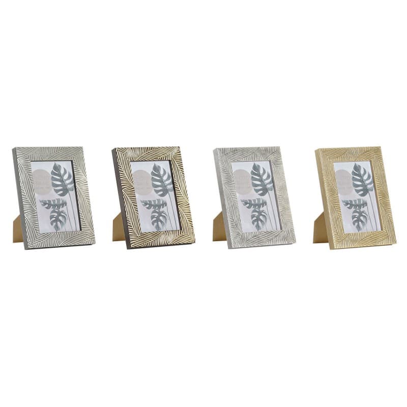 Fotoram DKD Home Decor Glas Naturell Grå Brun Elfenben Tropiskt PS Löv av en växt (15 x 1,5 x 20 cm) (4 antal)