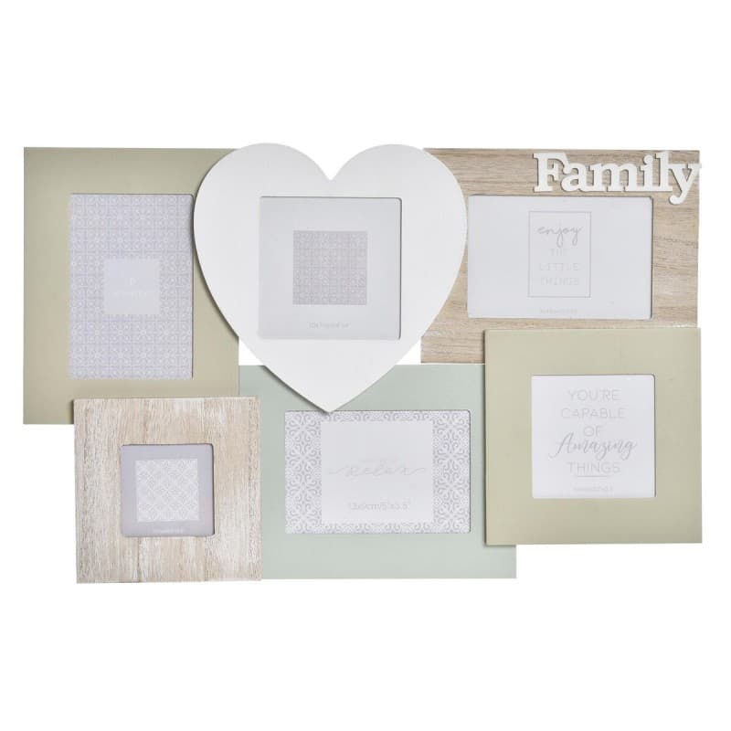 Fotoram DKD Home Decor Love Hjärta Trä Multicolour Naturell (28 x 2 x 44 cm)