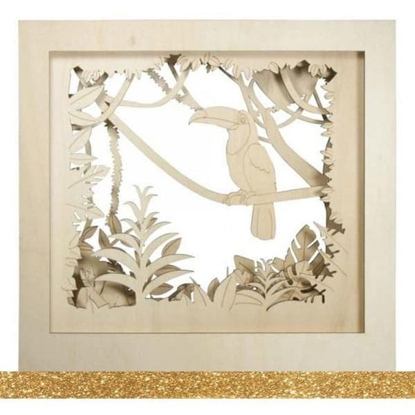 Ramträ för Toucan XL 53 x 53 x 14,5 cm + guldig glittrande maskeringstejp 5 m