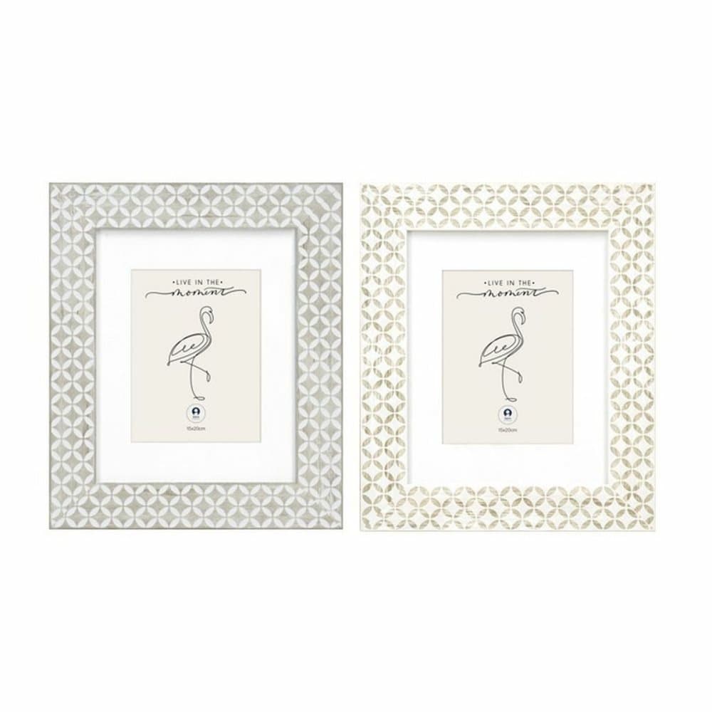 Fotoram DKD Home Decor Glas Grå Beige Trä MDF Boho (23 x 2 x 28 cm) (2 antal)