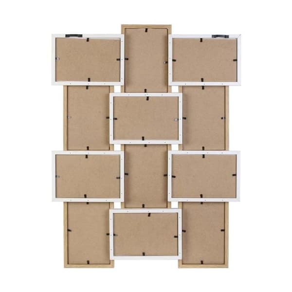 Träram med 12 bilder - AC-DÉCO - L 44 x P 3 x H 58 cm - Vit och Beige - Inomhus