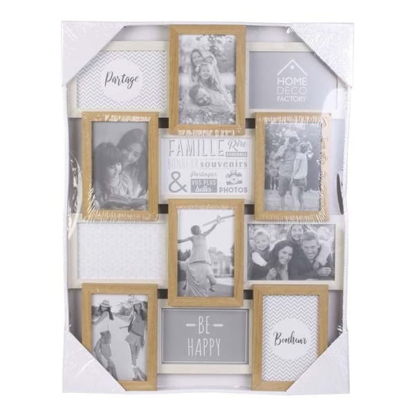 Träram med 12 bilder - AC-DÉCO - L 44 x P 3 x H 58 cm - Vit och Beige - Inomhus