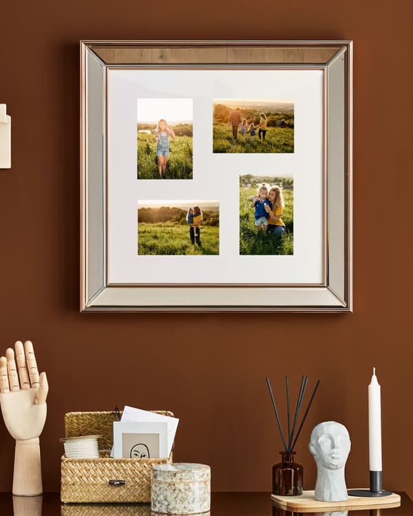 Bilderamme Kobber Glass Plastikk 52 x 52 cm Collage 6 bilder Tilbehør Dekorativt Klassisk stil