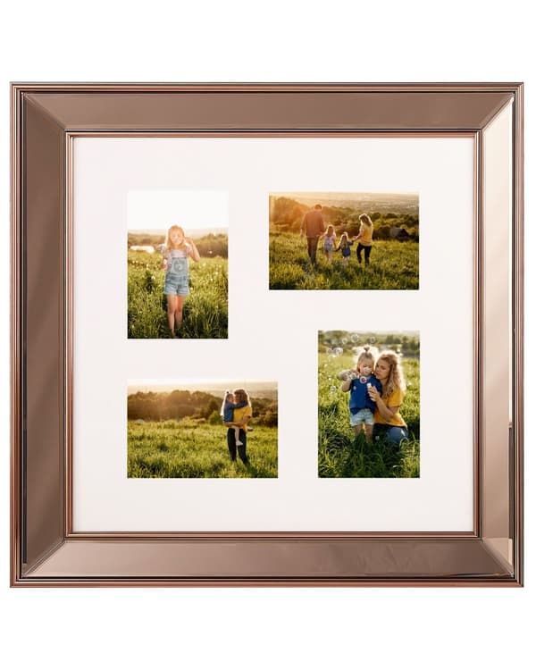 Bilderamme Kobber Glass Plastikk 52 x 52 cm Collage 6 bilder Tilbehør Dekorativt Klassisk stil