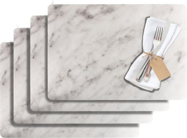 Westmark Set bordstabletter, 4-delat set, Saleen Collection MARMOR - Vit - 43,5 x 30 cm