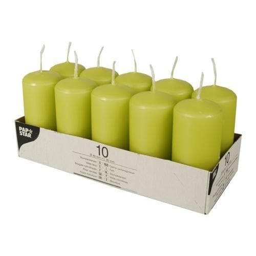 PAPSTAR pelarljus, 40 mm, kiwi, förpackning om 10, diameter: 40 mm, höjd: 90 mm, brinntid: ca 9 timmar - 1 st (10585)
