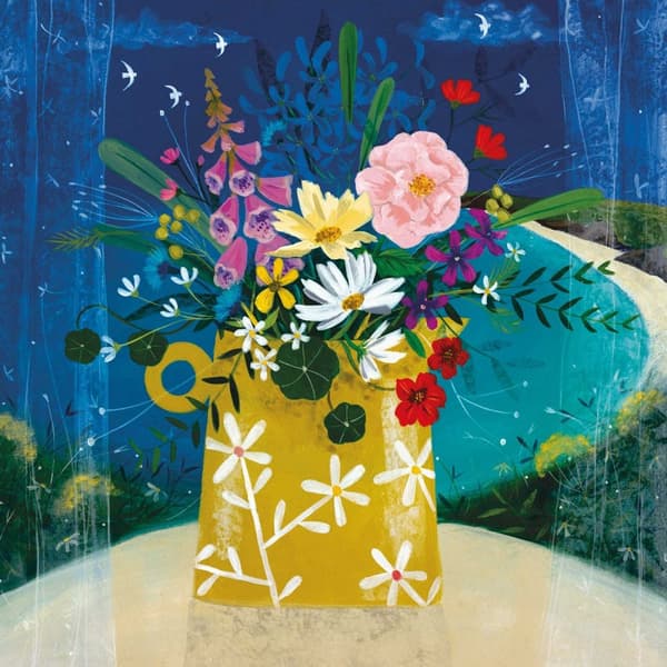Julia Crossland Summer Posy Framed Canvas Print Multicoloured 60cm x 60cm
