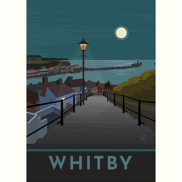Georgina Westley Whitby Print White/Blue/Grey 40cm x 30cm